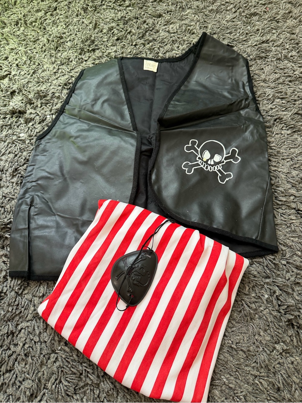 Pirate Vest & Striped Bandana Costume - Black & Red